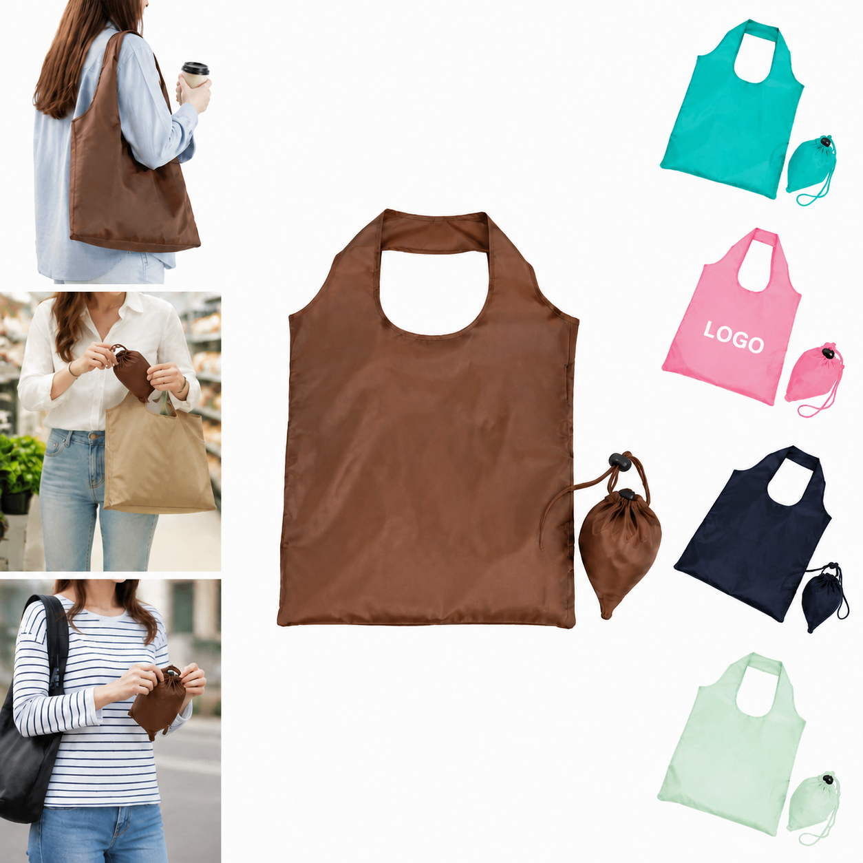 FoldAway Reusable Grocery Tote Bag