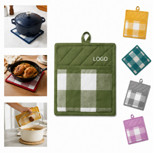 Quilted Cotton Pocket Pot Holder Mitt Set