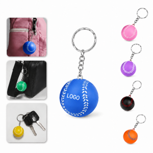 Soft PU Baseball Stress Relief Keychain